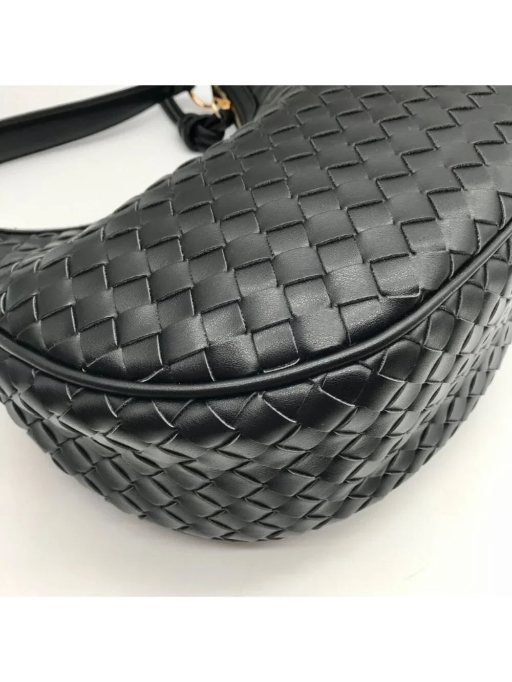 On 34th Black Woven Crossbody Convertible Satchel Bag